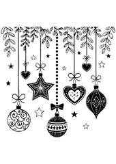 Hanging Christmas Ornaments Illustration