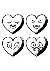 Expressive Heart Emoticon CollectionHearts, Emoticons, Faces, Expressions, Feelings, Set, Collection