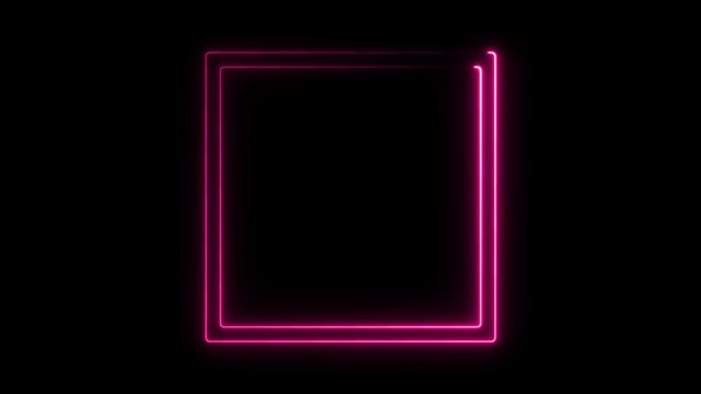 Pink Neon Rectangular Frame on Black Background abstract