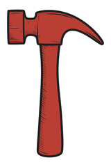 Red hammer illustration, high rank tool artwork, representing building, repair, and craftsmanship, ideal for workshop graphics, DIY guides, and mechanical design projects.