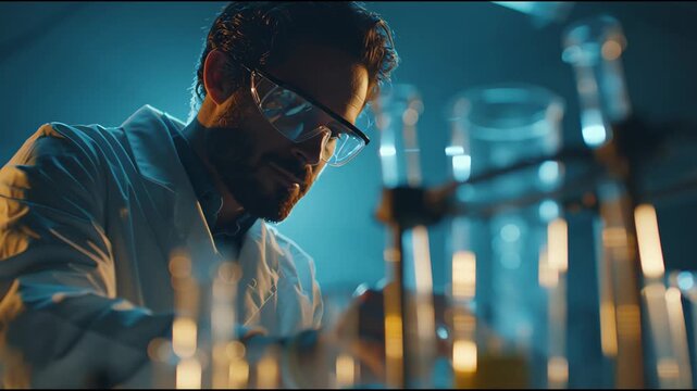 Innovative Scientist Conducting Laboratory Experiments with Focus and