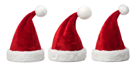 Christmas, Saint Nicholas Day, symbols - Set collection of flying santa hats, santa hat, isolated on white or transparent background png.
