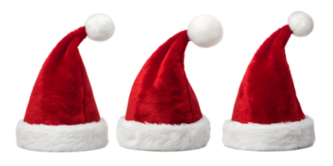 Christmas, Saint Nicholas Day, symbols - Set collection of flying santa hats, santa hat, isolated on white or transparent background png.