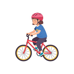 Obraz premium Girl riding a bike cartoon illustration silhouette with helmet and fun cycling elements