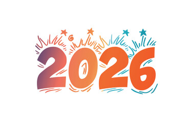 Modern 2026 New Year Design Element, Simple, Stylish, High Resolution&nbsp;Vector&nbsp;Art