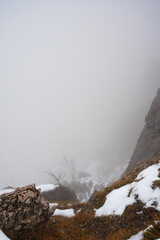 rock in the mountains among the clouds, Italy