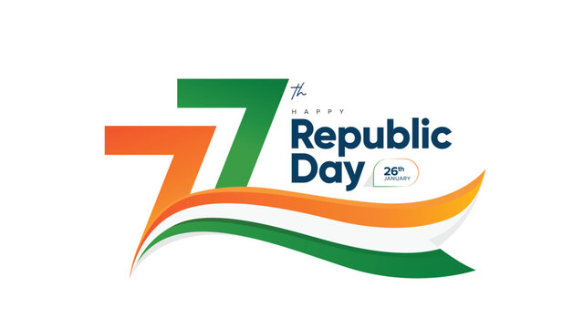 77th Republic Day of India Celebration Design with Tricolor Flag on 26 January for Social Media Post , Web Banner, Story, Print Design 
