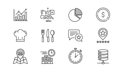Icon Set: Business, Food, Travel, Technology, and Finance Icons