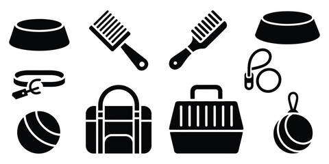set of hair accessories and brushes vector icons