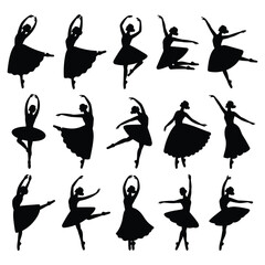 ballet dancer silhouettes set vector illustration
