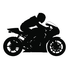 Motorcycle biker silhouette vector illustration on road