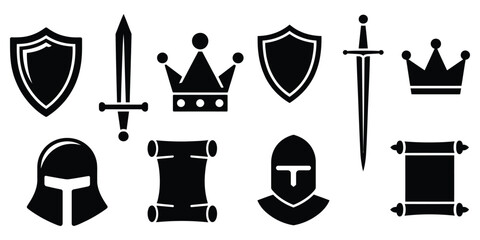 shield and swords vector icon illustration