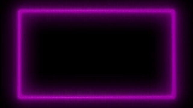 Purple neon glowing rectangular flicker light frame on black background with digital grid texture