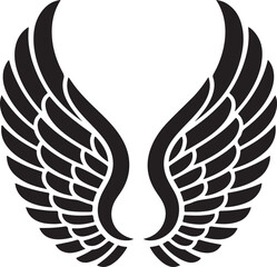 Obraz premium Curved Eagle Wings Black Silhouette Illustration