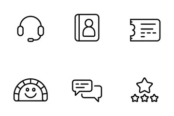 Customer Service and User Communication Line Icon Set
