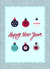 Merry Christmas and New Year card in a decorative frame trend of the year for festive projects, logos, stickers, invitations, scrapbooking, wall posters, social media, home, crafts and goods