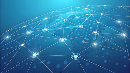 Global network connections and communication technology concept