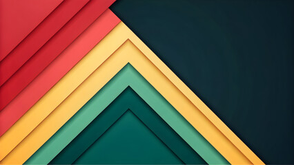 Vibrant layered triangle design with colorful paper-like shapes