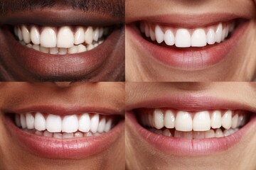 Smiles of Different People Showcasing White Teeth During a Dental Care Session in a Modern Clinic