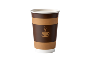 Disposable hot beverage cup with lid and insulating sleeve, perfect for takeaway coffee, tea, and other warm drinks