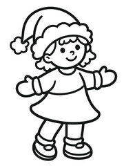 Obraz premium Happy girl dancing in winter gear isolated on white background, Vector, illustration