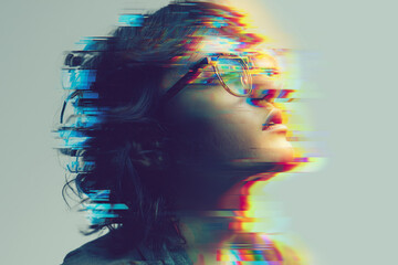 Artistic Glitch Portrait – Digital Distortion, Abstract Visual Style and Creative Modern Art Effect