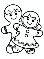 Obraz premium Happy gingerbread couple isolated on white background, Vector, illustration