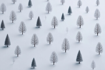 Minimalist Winter Tree Pattern &ndash; Calm Seasonal Desktop Wallpaper, Snowy Forest Design Concept