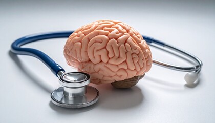 Brain Model with Stethoscope &ndash; Medical Visual for Neurology, Mental Health, or Healthcare Branding Themes