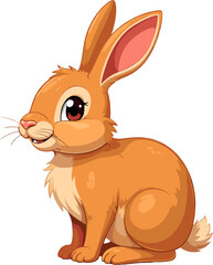 Cute bunny side view illustration isolated on white background, cartoon rabbit clipart