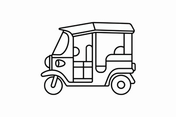 Illustration of a tuk-tuk isolated on white background, Vector, illustration