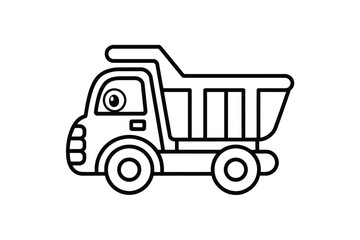 Illustrated dump truck isolated on white background, Vector, illustration