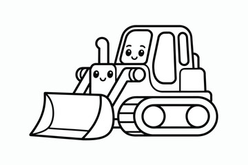 Happy construction vehicle isolated on white background, Vector, illustration