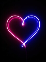Neon heart sign with pink and blue lights