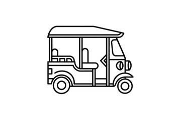 Illustrated tuk tuk vehicle isolated on white background, Vector, illustration