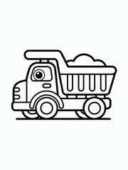 Cartoon dump truck loaded with sand isolated on white background, Vector, illustration