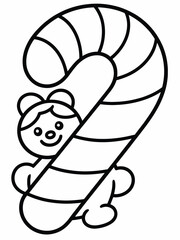 Teddy bear holding candy cane isolated on white background, Vector, illustration