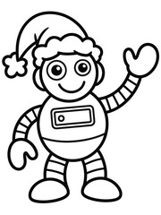 Cheerful robot waving isolated on white background, Vector, illustration