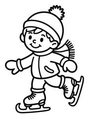 Child enjoying ice skating isolated on white background, Vector, illustration