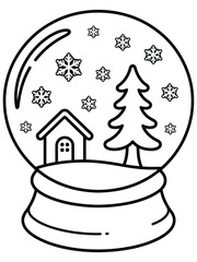 Winter scene in a snow globe isolated on white background, Vector, illustration