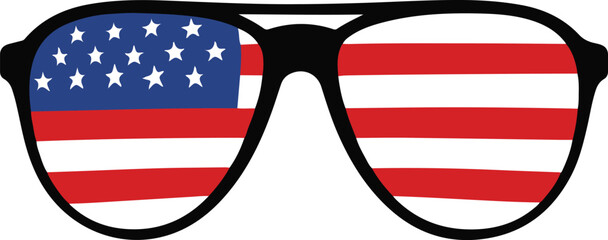 USA Flag Sunglasses Vector on Transparent Background
