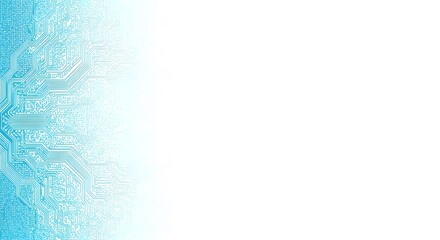Blue circuit board pattern fading into white background, digital
