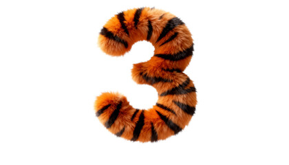 3D Render of a Tiger Fur Number 3 with Copy Space, Perfect for Modern Designs and Wildlife Themes
