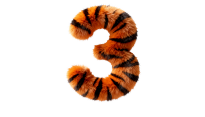 3D Render of a Tiger Fur Number 3 with Copy Space, Perfect for Modern Designs and Wildlife Themes