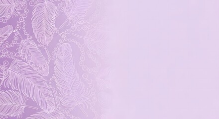 Purple gradient background with white outline pattern of feather
