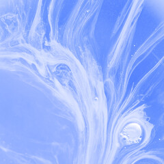 Abstract macro photograph of flowing blue liquid with soft motion and smooth texture. Ideal as a modern background for branding, web design, presentations, and creative projects. Copy space