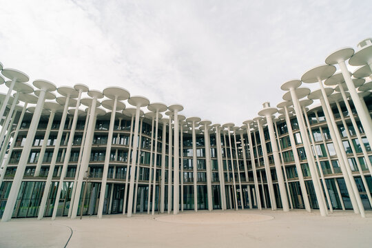 SAB-Forum, new building Saechsische Aufbaubank with pillar garden, Leipzig, Saxony, Germany - 2 nov 2025
