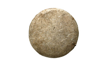 Fototapeta premium A stone object sits alone on a plain white background