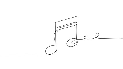 Obraz premium Continuous line drawing of a music note on white background 