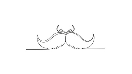 Obraz premium Line art illustration of a stylized mustache on white background 